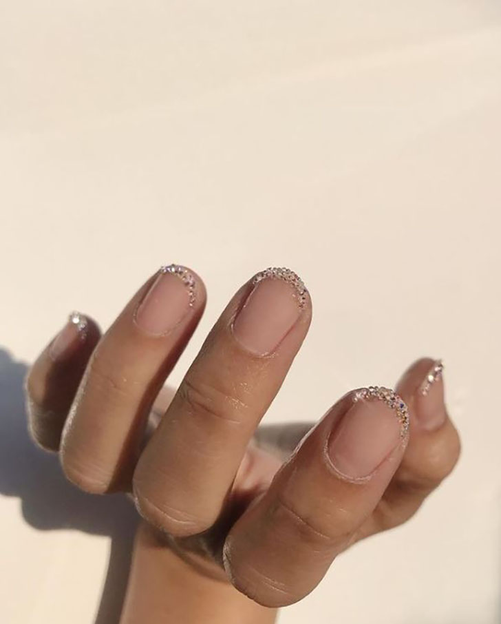 Swarovsky crystals french manicure
