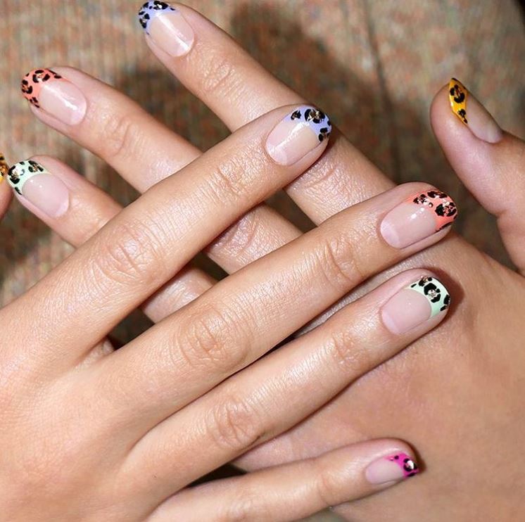 leopard french manicure