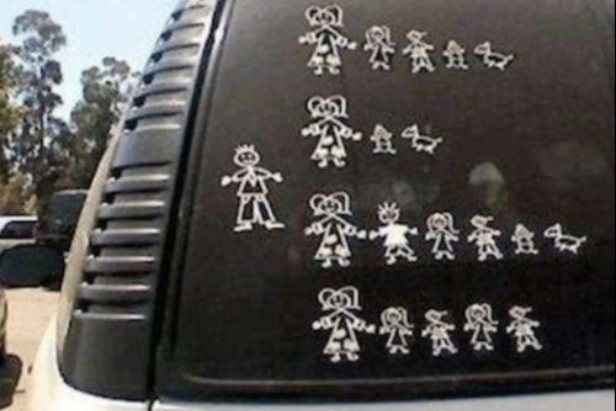 Family Car Stickers Of Man With Multiple Wives