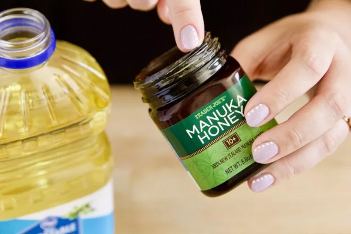 Vegetable Oil Around Top Of Honey Jar