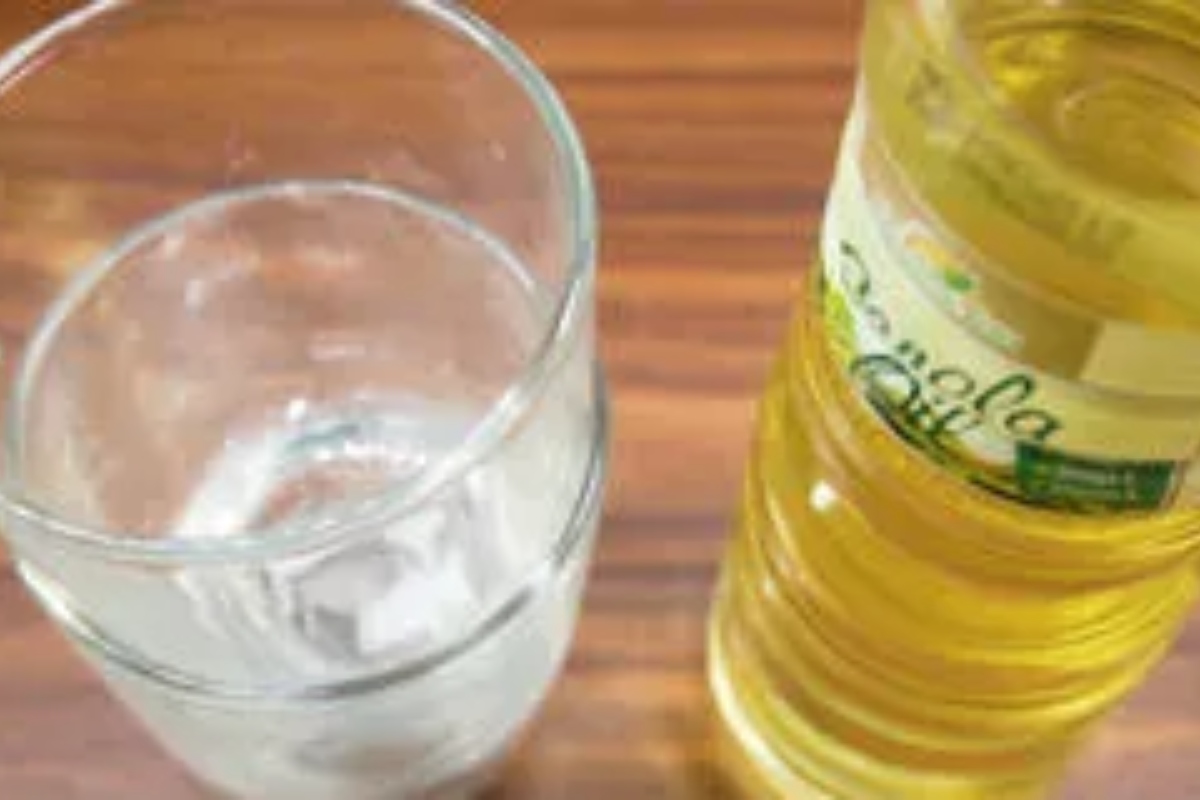 Vegetable Oil Next to Stuck Glasses