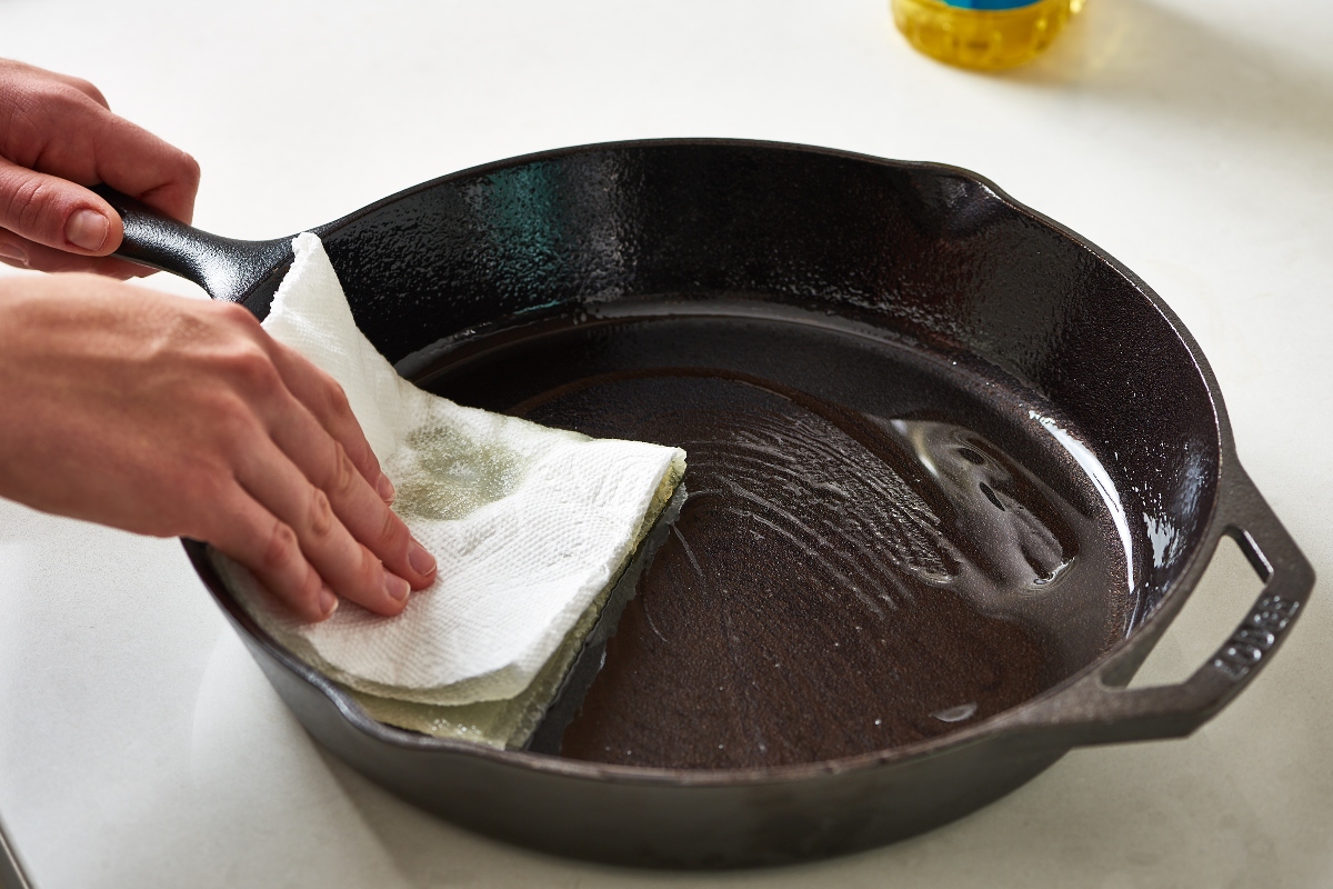 Vegetable Oil On Cast Iron Pan