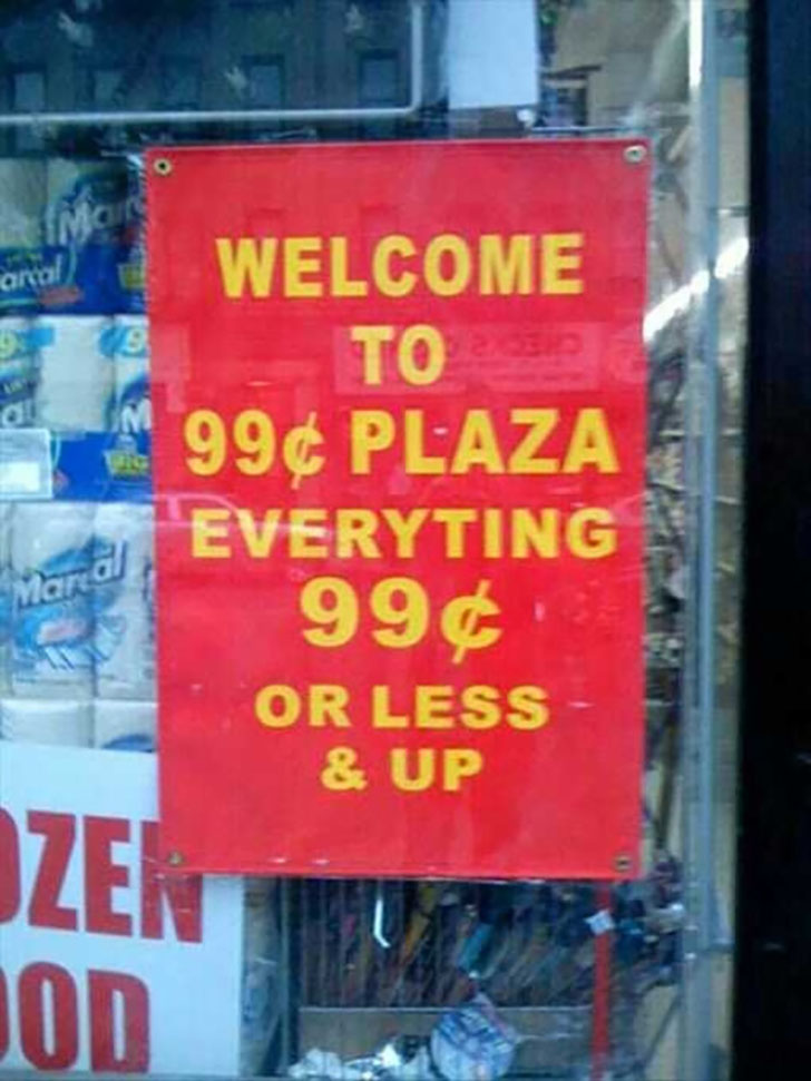 99 Cent Plaza Funny Business Signs