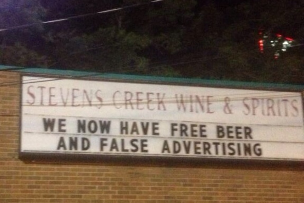 Liquor Store False Advertising Sign