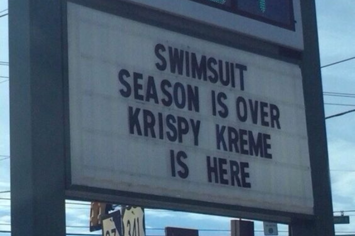 Krispy Kreme Swimsuit Season Business Sign