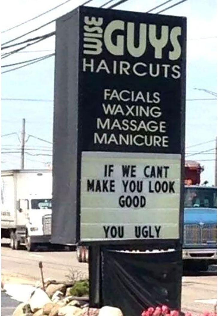 Wise Guys Haircuts Funny Sign