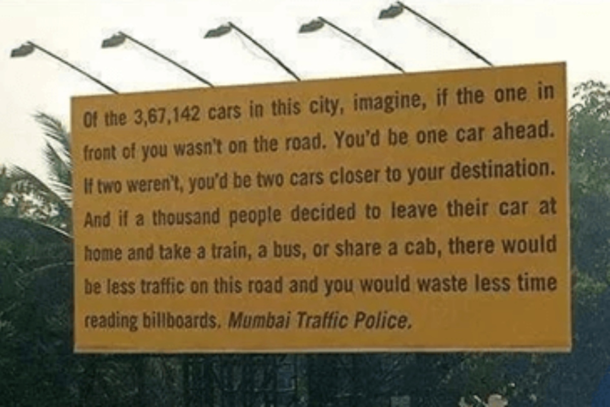 Cut Down On Traffic Billboard