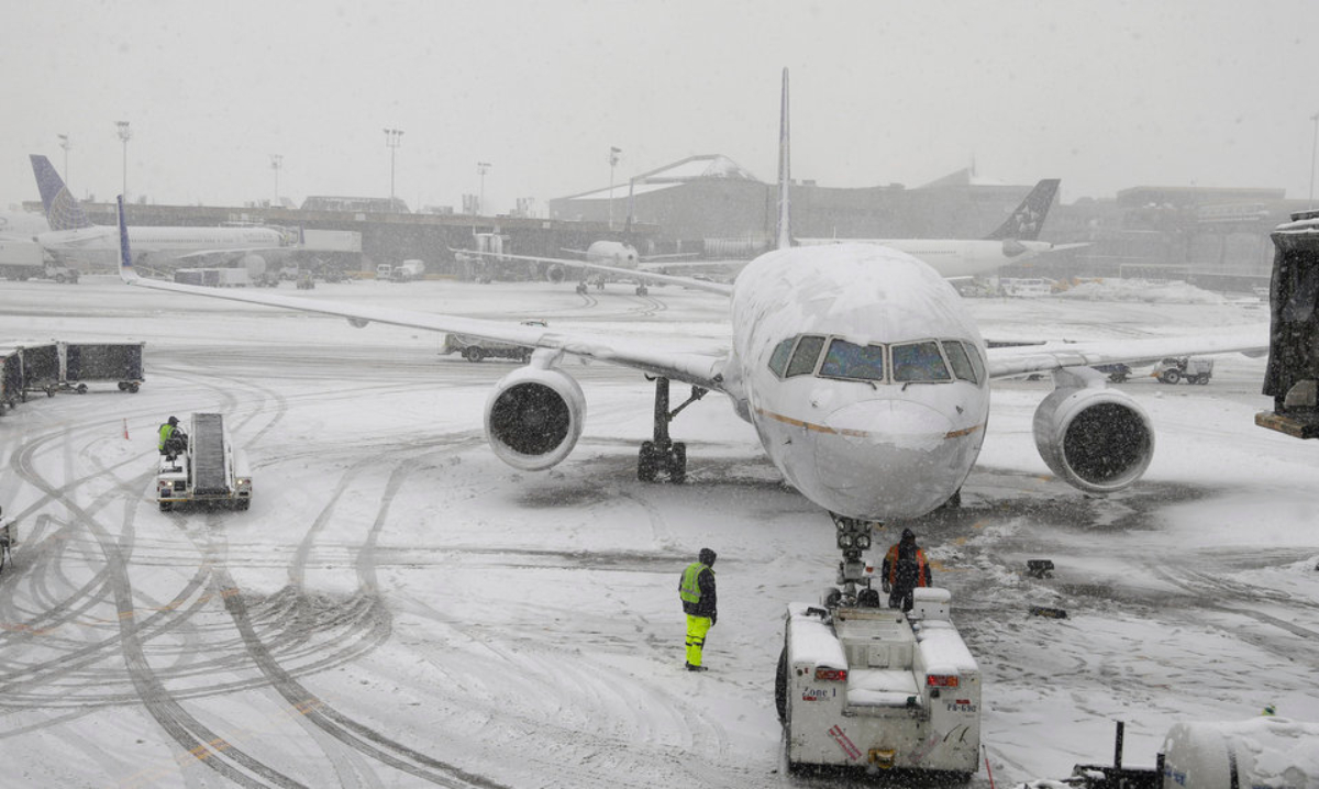Airport Covered In Snow