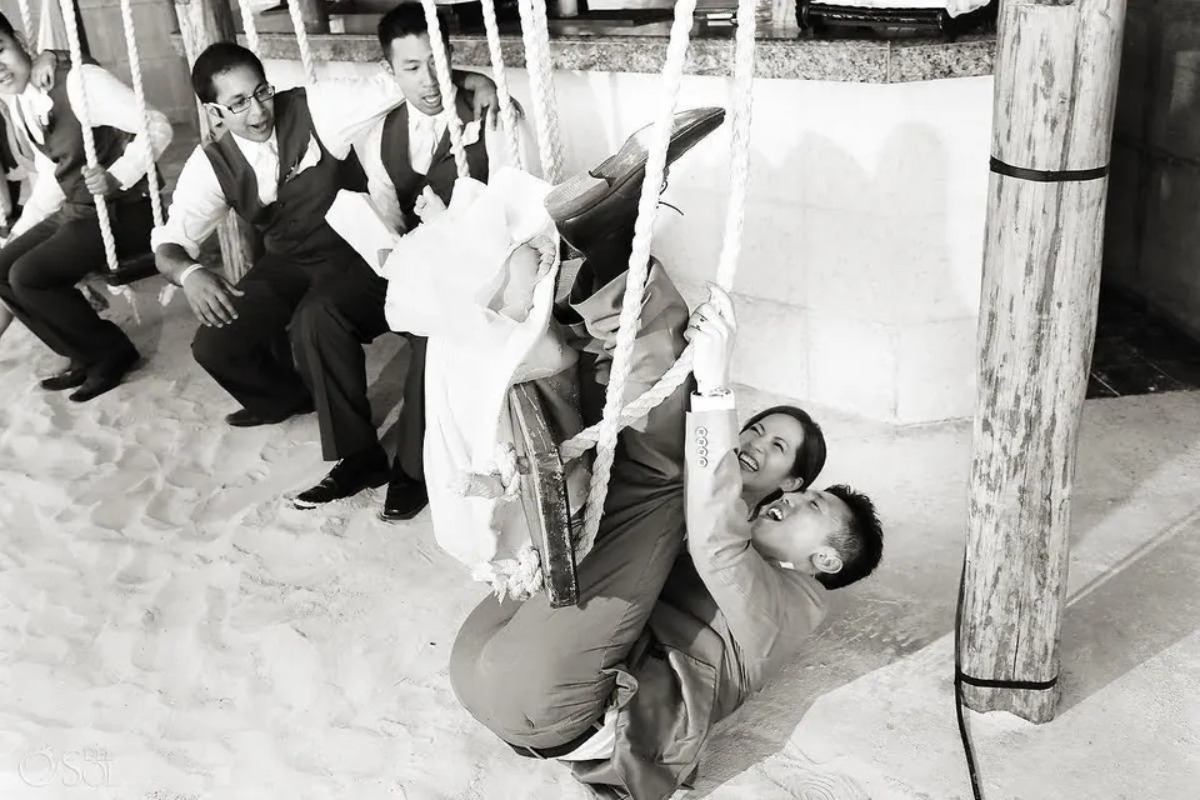 Falling Swing Wedding Photo