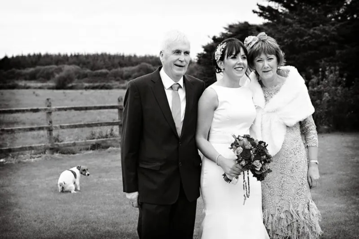 Dog Pooping Wedding Photo