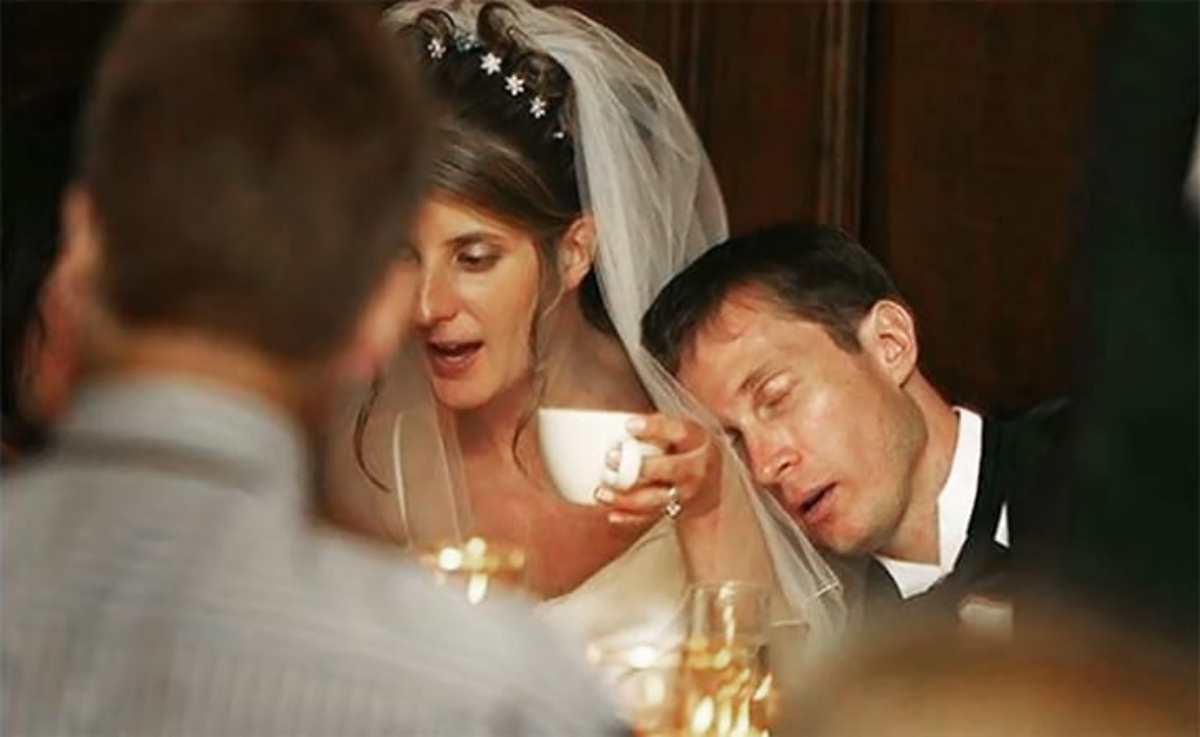 Groom Sleeping At Wedding