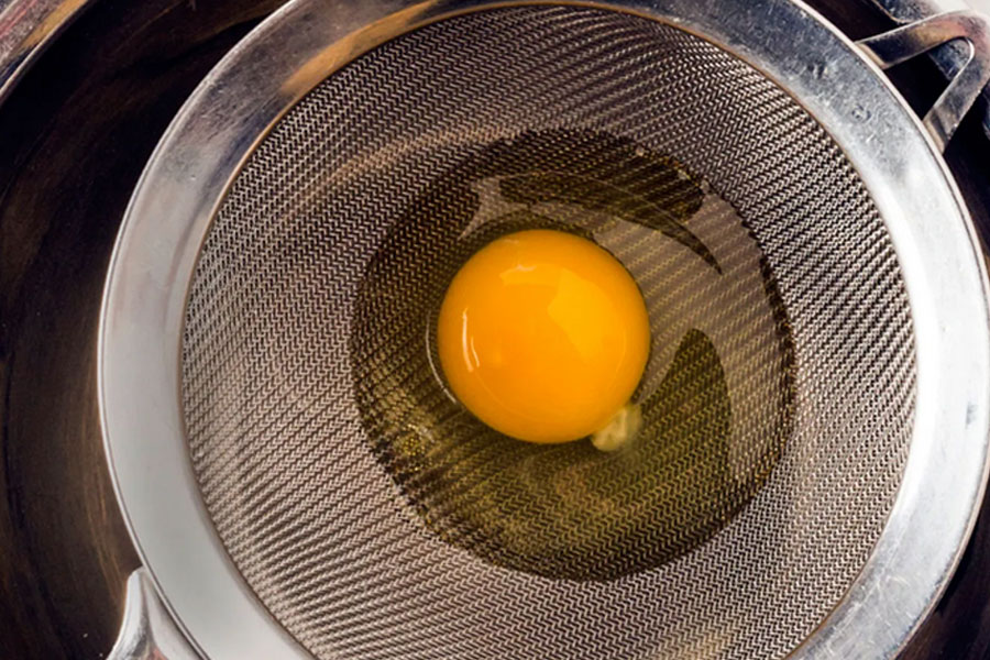 egg in a sieve