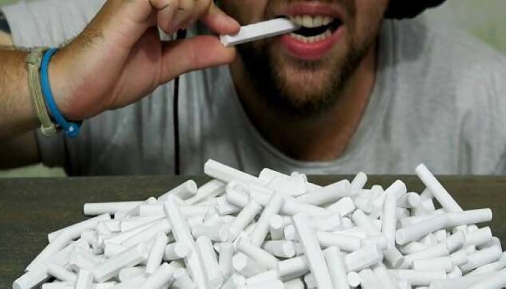 man eating chalk
