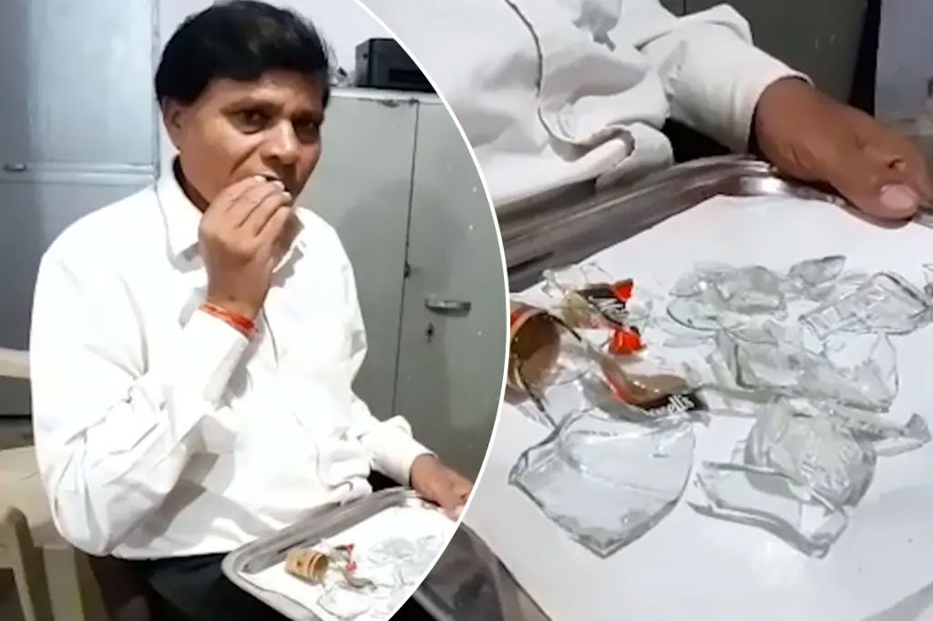 man eating glass