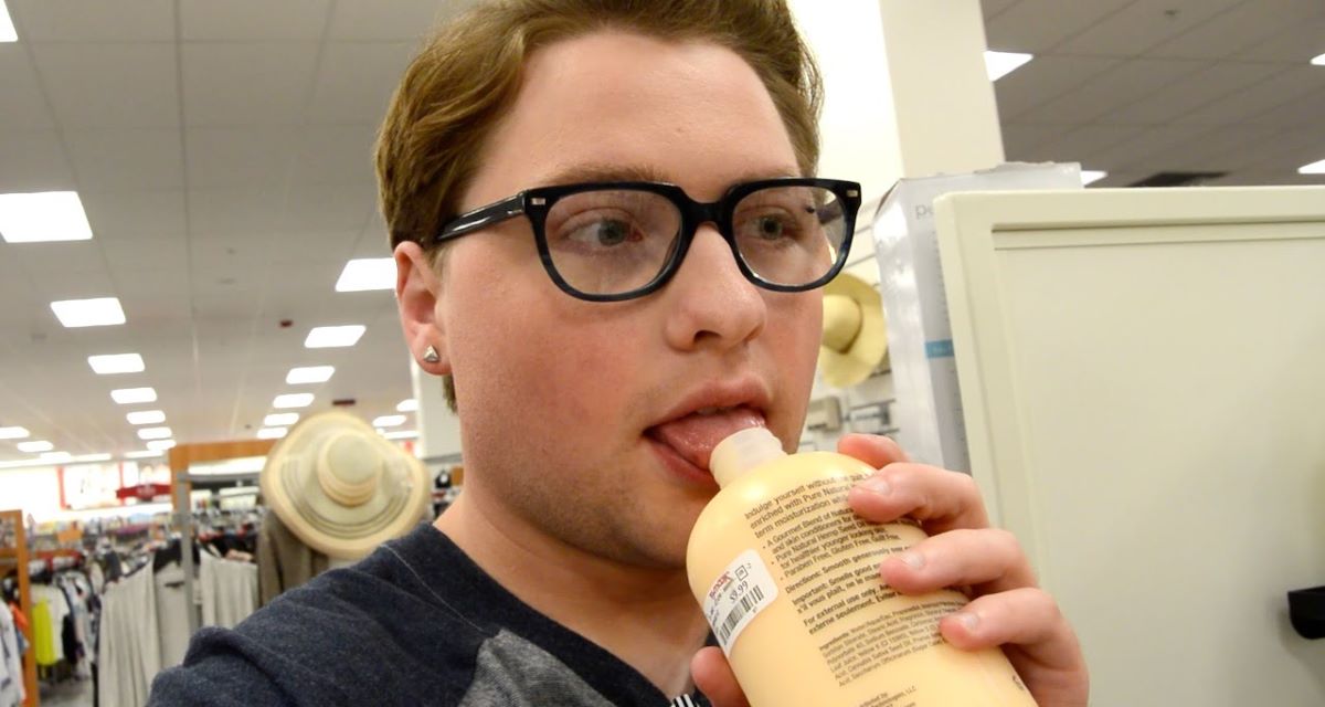 man eating lotion