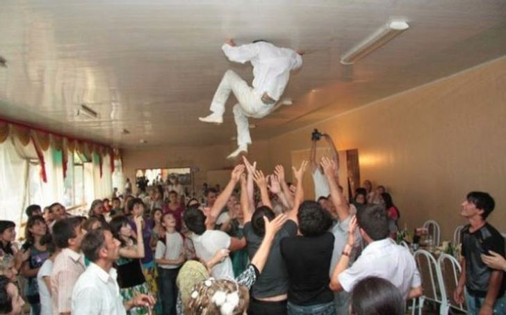 man stuck in ceiling