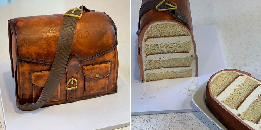 vintage leather bag cake